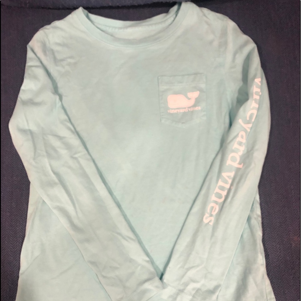 Long sleeve vineyard vine white whale M 10-12 teal